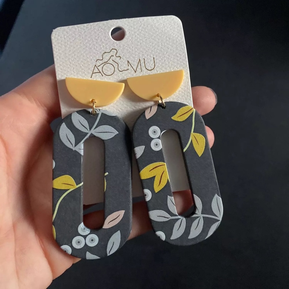 Beautiful hand painted boho earrings